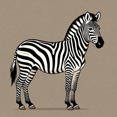 Zebra standing isolated background