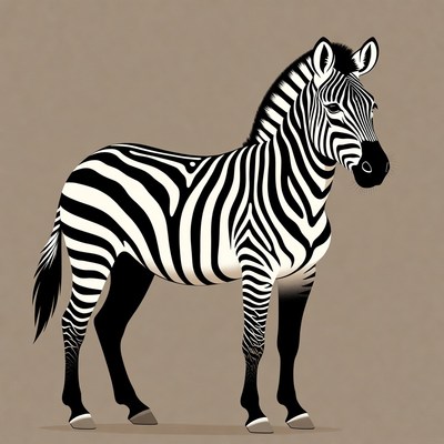 Zebra standing on beige background