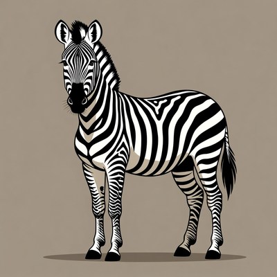 Zebra standing on beige background
