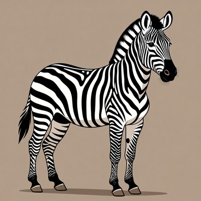 Zebra standing on isolated background