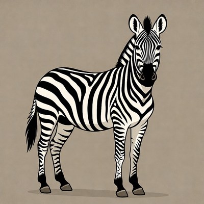 Zebra standing on isolated background