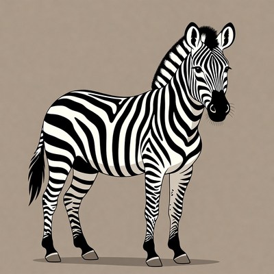 Zebra standing on beige background