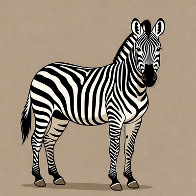 Zebra standing on beige background
