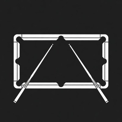 Pool Table with Crossed Cue Sticks