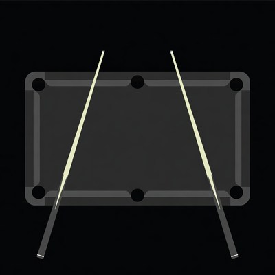 Two pool cues on billiard table