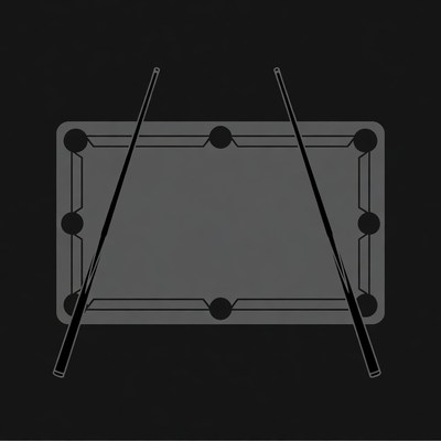 Pool Table with Crossed Cue Sticks