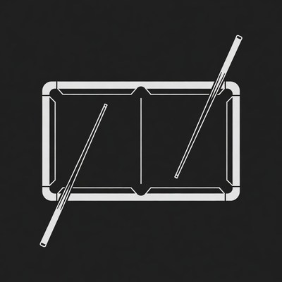 Pool Table with Crossed Cues