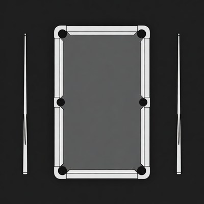 Pool table with cues