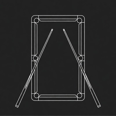 Pool table with crossed cues