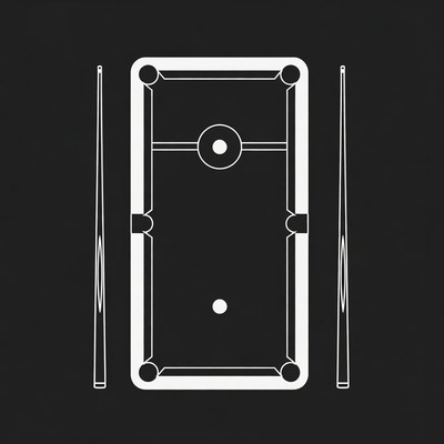 Pool table with cue sticks