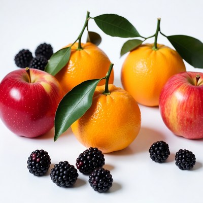 Red Apples Oranges Blackberries Still Life