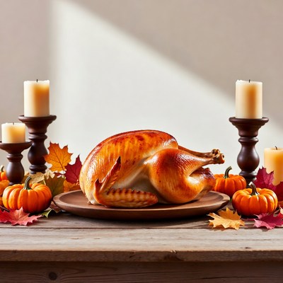 Roasted Turkey with Autumn Decor