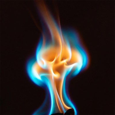 Blue Orange Flames on Black