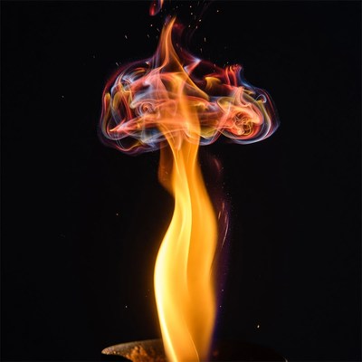 Vibrant Flames in Metal Container