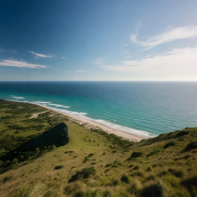 Aerial View of Coastal Cliff Beach Ocean