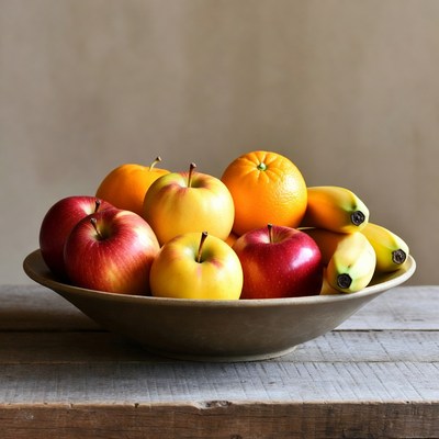 Bowl of Apples Oranges Bananas