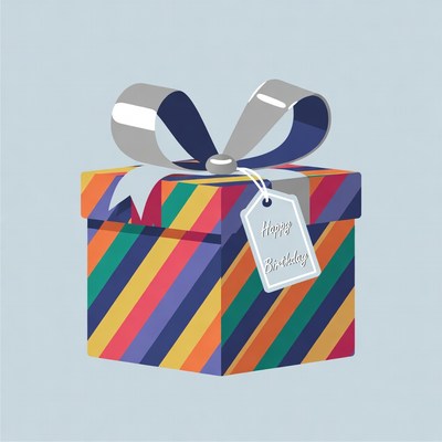 Rainbow Gift Box Happy Birthday