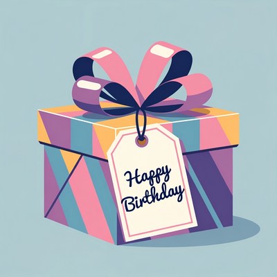 Happy Birthday Gift Box Illustration