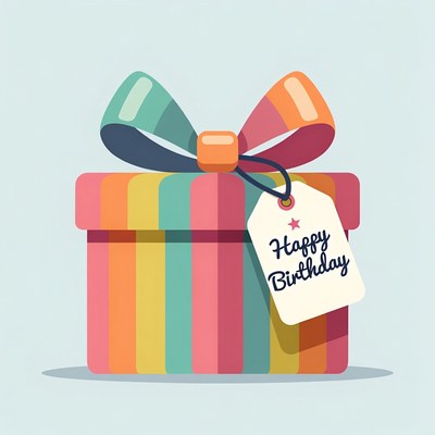 Colorful Birthday Gift with Bow