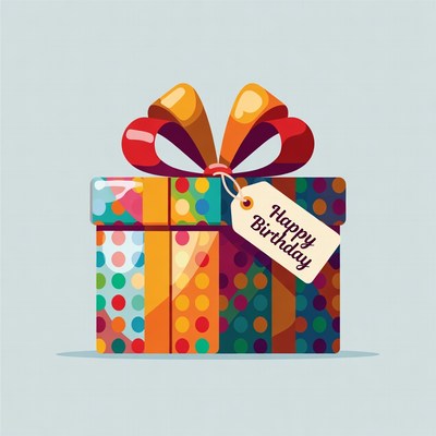 Colorful Happy Birthday Gift Box
