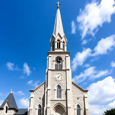 White Steeple Church Clock Tower