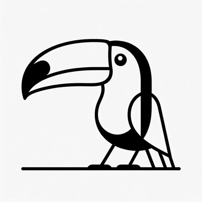 Black Outline Toucan Illustration