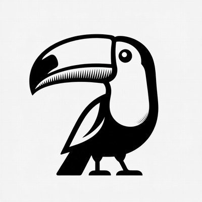 Black Toucan Bird Illustration