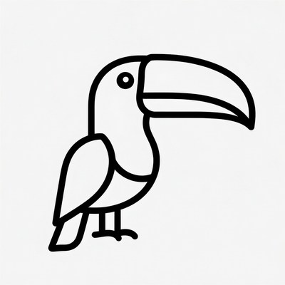 Line drawing toucan bird
