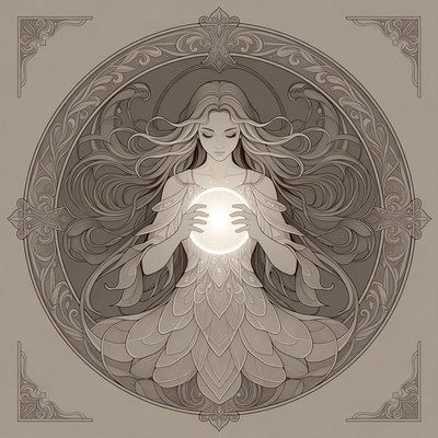 Woman holding glowing orb