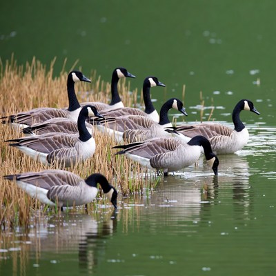 Canada Geese by Lake Shore
