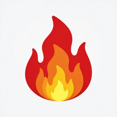Red Flame Icon on White