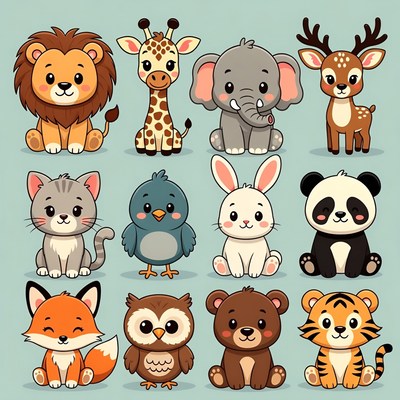 Cute Cartoon Animals Collection