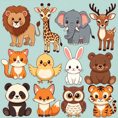 Cute Cartoon Animals Collection