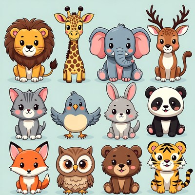 Cute Cartoon Animals Collection
