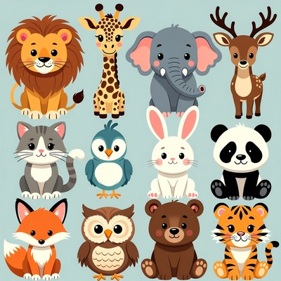 Cute Cartoon Animals Collection