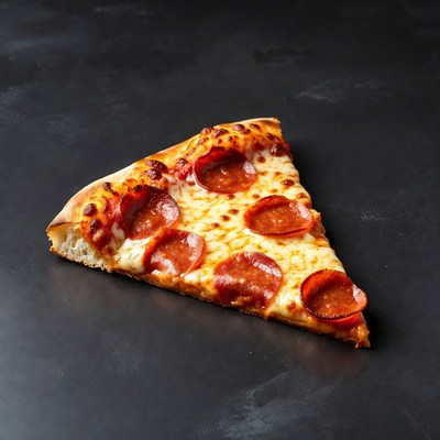 Pepperoni Pizza Slice on Black Background
