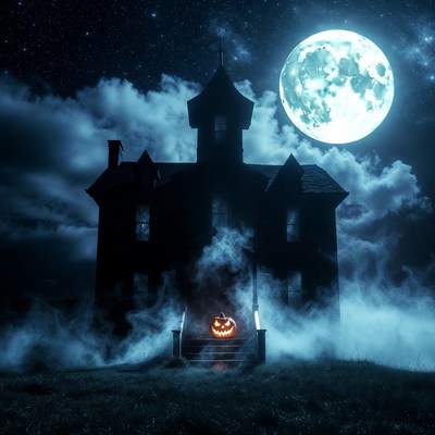 Haunted House with Jack-o'-lantern