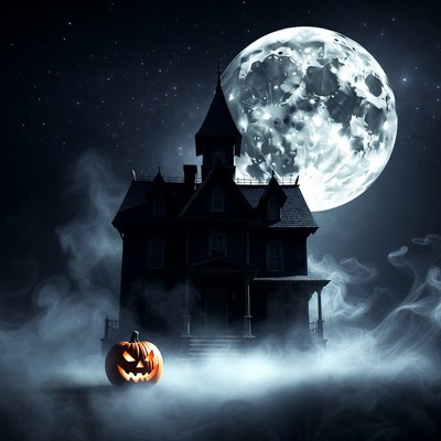Haunted House with Jack-o-Lantern