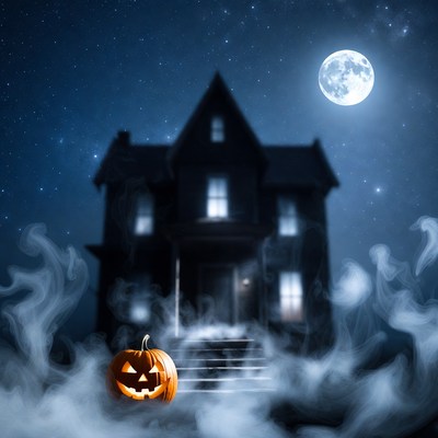 Haunted House with Jack-o'-lantern