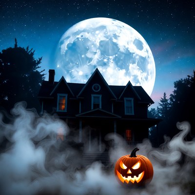 Haunted House with Jack-o-Lantern
