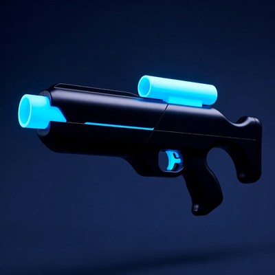 Black Neon Blue Glow Gun