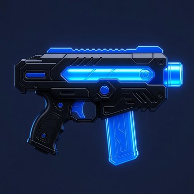Neon Blue Cyberpunk Blaster Gun