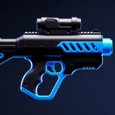 Black and Blue Futuristic Toy Gun