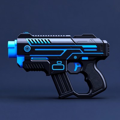 Futuristic Blue Neon Pistol