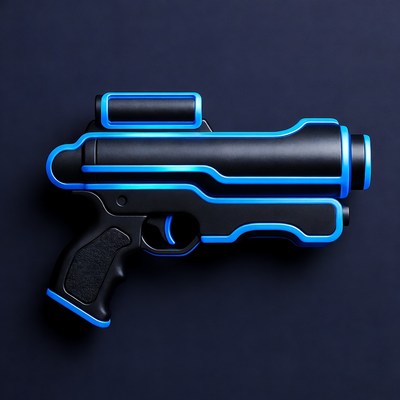 Futuristic Blue Neon Laser Gun