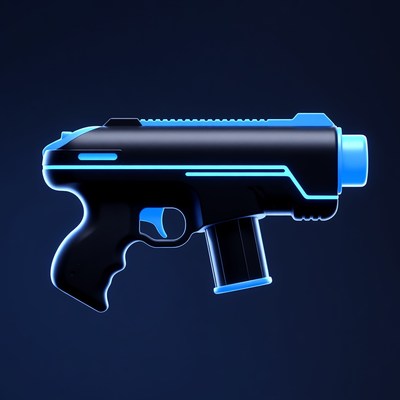Futuristic Blue Neon Blaster Gun