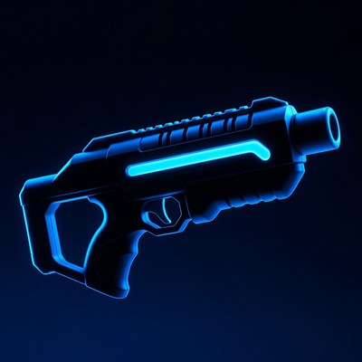 Neon Blue Futuristic Gun