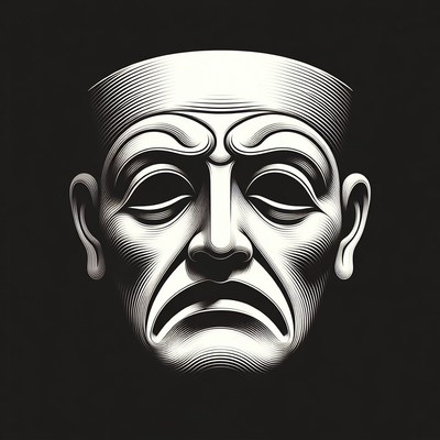 Greek Tragedy Mask Illustration