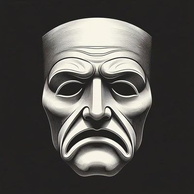 Greek Tragedy Mask Illustration