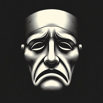 Sad Theater Mask Illustration